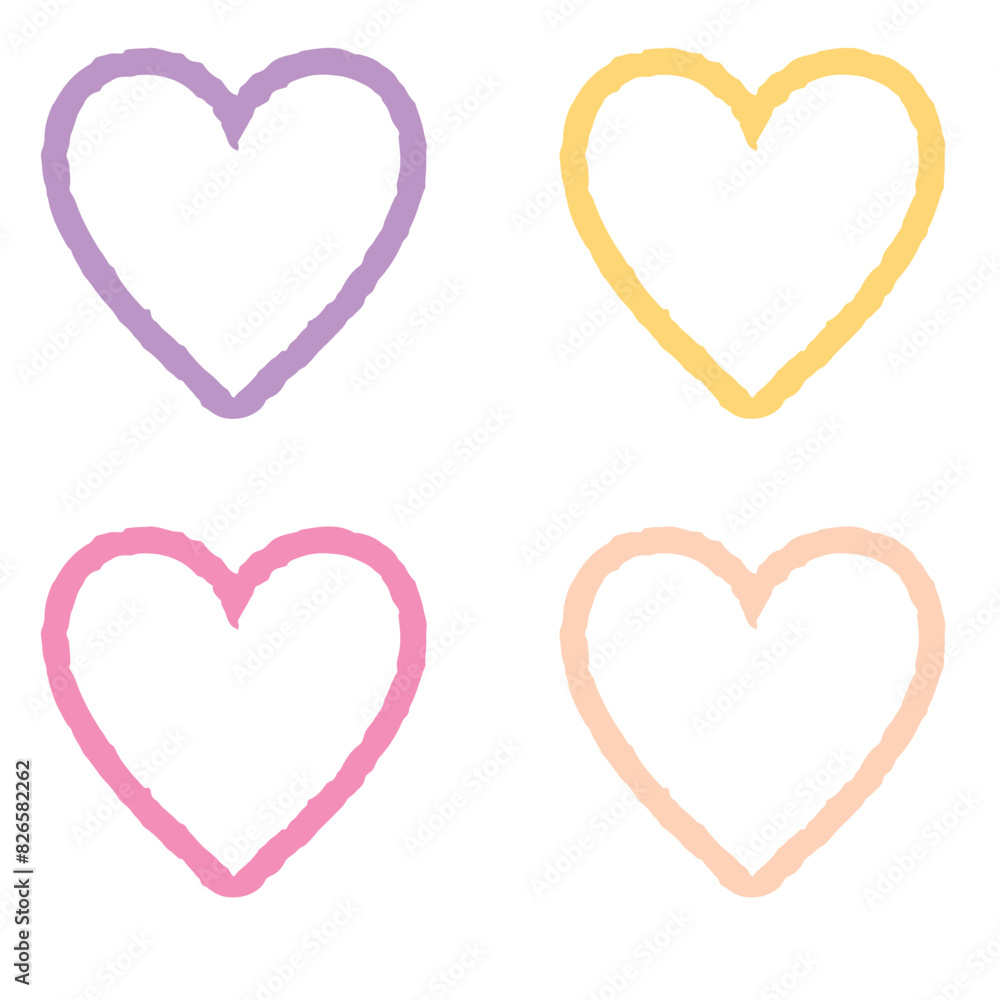 Hand painted heart outline, transparent design element doodle.  isolated on white background. EPS 10/AI