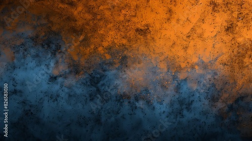 dark orange and blue gradient with black noise texture abstract digital background