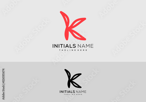 Letter K style combination leaf logo design