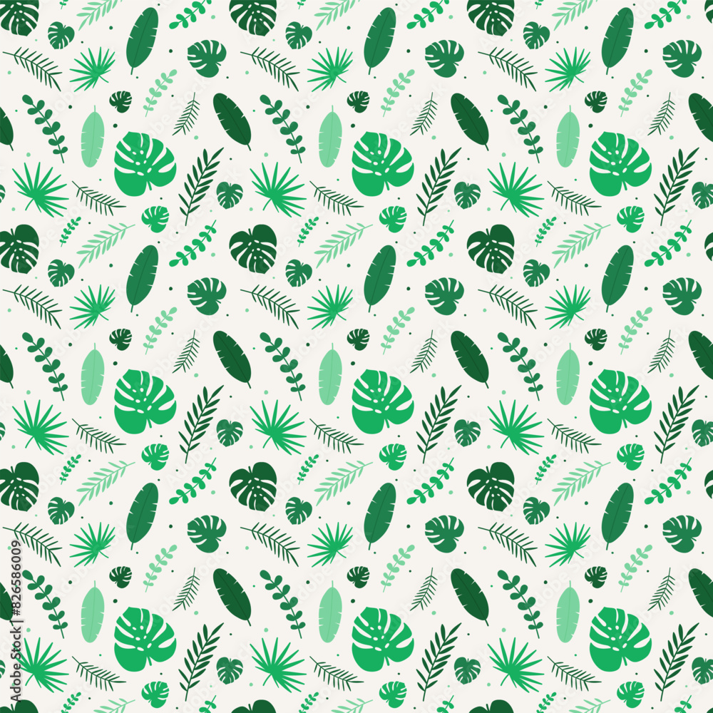 Seamless pattern with tropical leaves. Summer background design. Vector illustration Seamless pattern with tropical leaves. Summer background design. Vector illustration