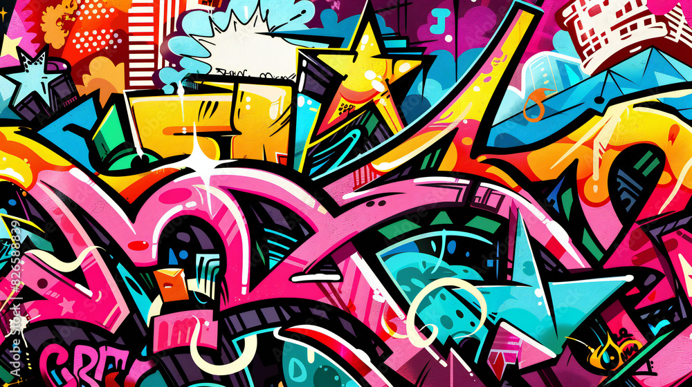 abstract multi colored funky graffiti art background with thick lines chaotic irregular geometric shapes abstract multi colored funky graffiti art background with thick lines chaotic irregular geometric shapes