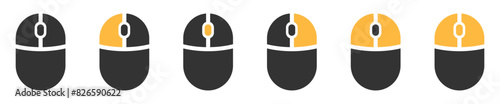 Computer mouse icon set. Pressing different mouse buttons. PC cursor vector icons. Vector illustration