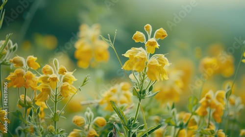 Yellow rattle flowers in full bloom captured up close photo