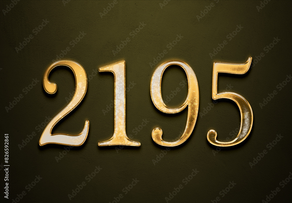 Old gold effect of 2195 number with 3D glossy style Mockup. Old gold effect of 2195 number with 3D glossy style Mockup.