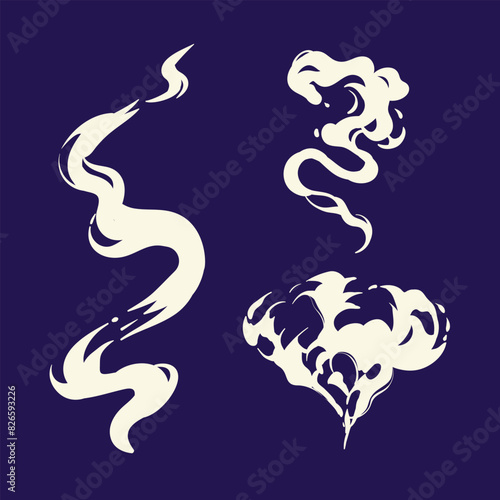 Vector comic smoke puffs set