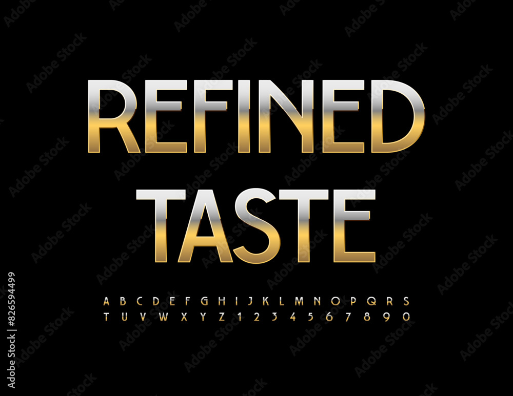 Fototapeta premium Vector luxury concept Refined Taste. Elite Gold Font. Modern Alphabet Letters and Numbers set.