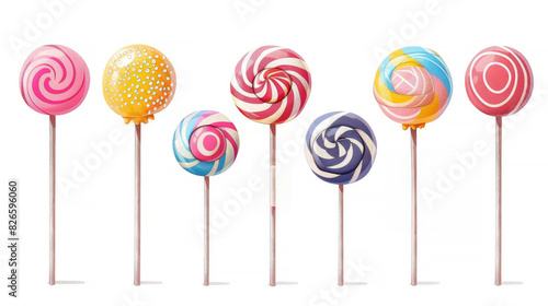 Lollipop collection flat design front view colorful assortment theme © komgritch