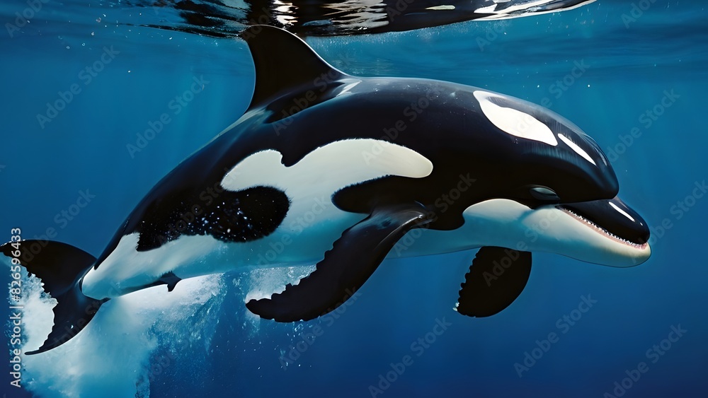 Dolphins with stripes similar to killer whales. Dolphins with stripes similar to killer whales.