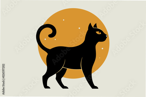 cat with moon retro t-shirt design vector illustration