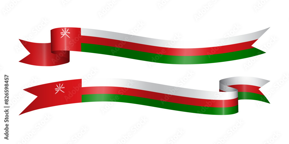 Set of flag ribbon with colors of Oman for independence day celebration decoration Set of flag ribbon with colors of Oman for independence day celebration decoration