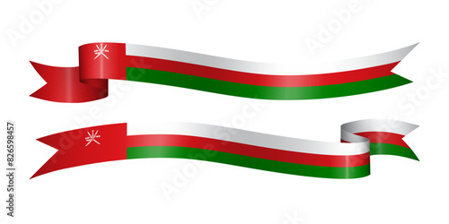 Set of flag ribbon with colors of Oman for independence day celebration decoration