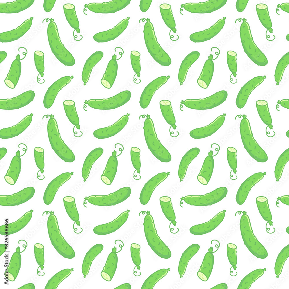 cucumber flat icons seamless pattern