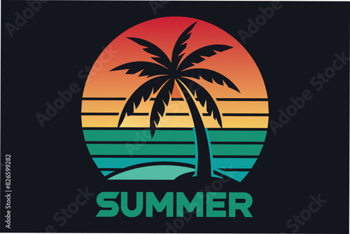 summer vibes with sea beach t-shirt retro design