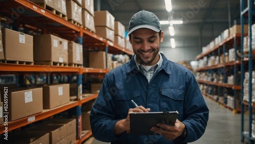 Warehouse Worker Inspecting Inventory