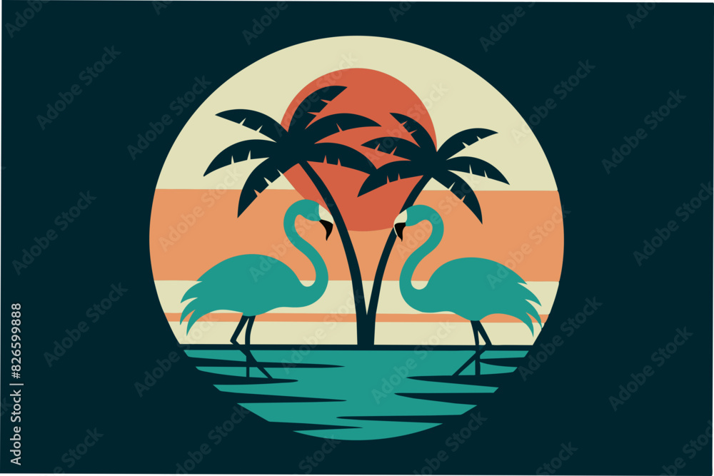 summer vibes with palm tree t-shirt design vector illustration