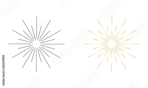 Gold and black retro sunburst clip art set, vector sunray illustration, decorative element collection. EPS 10/AI