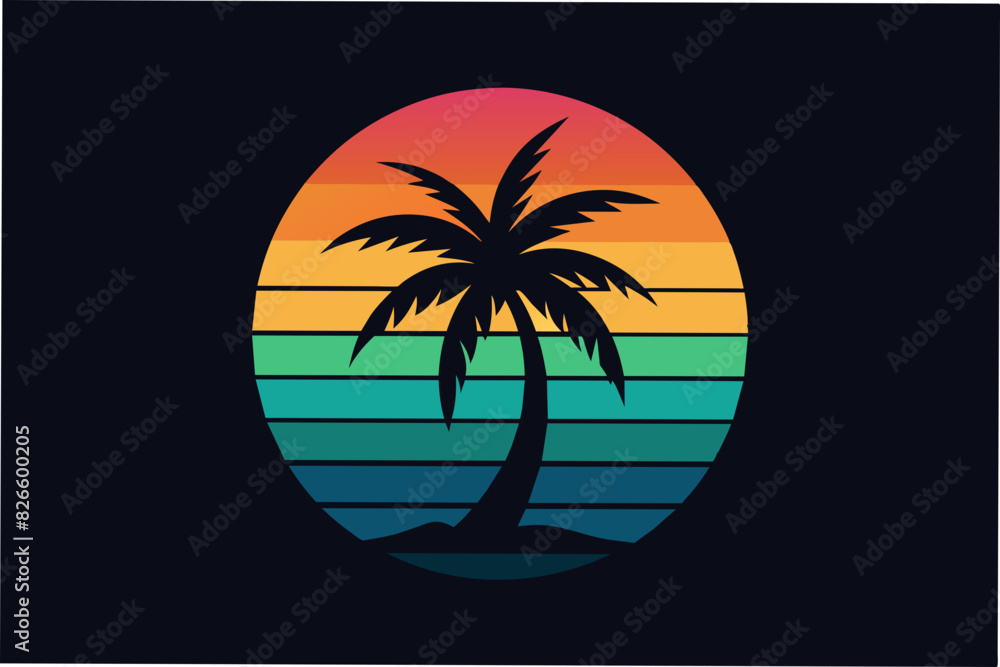 summer vibes with palm tree t-shirt design vector illustration