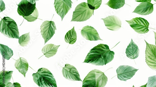 Leaves in green color are separated by white background