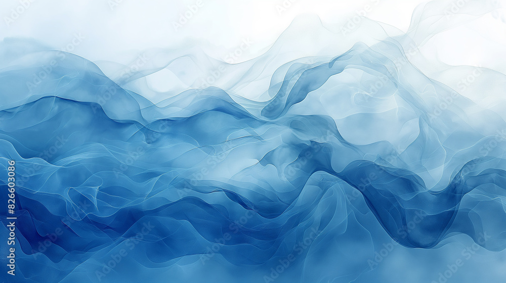 Obraz premium A blue and white watercolor painting with a cloudy sky