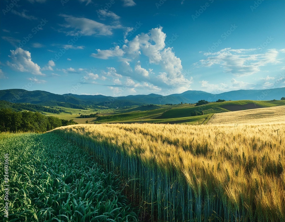 countryside with a wide field of cereals countryside with a wide field of cereals