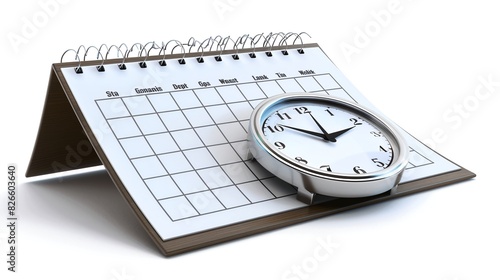 A work and holiday timetable is shown on a calendar. Effective time management and organization is demonstrated through effective time management. Flat graphic modern illustration isolated on white. photo