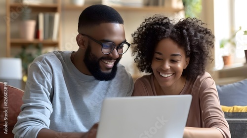 Couple Discussing Financial Plans in Cozy Living Room with Laptop Collaborative Atmosphere and Future Focused Lifestyle