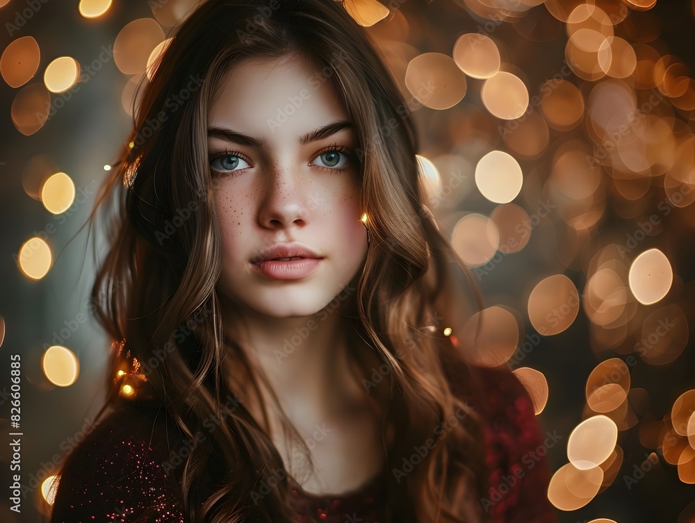 Alluring and Enigmatic Brunette Beauty in Contemplative Pose Alluring and Enigmatic Brunette Beauty in Contemplative Pose