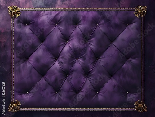 Luxurious Velvet Frame with Gold Details on Deep Purple Background for Formal Events