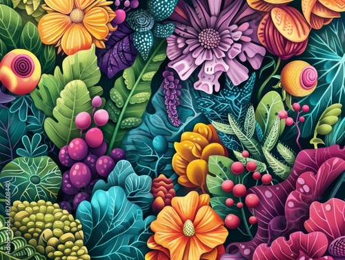 Wallpaper Mural Produce a vibrant digital illustration of a genetically-modified crop, showcasing lush colors and intricate details Torontodigital.ca