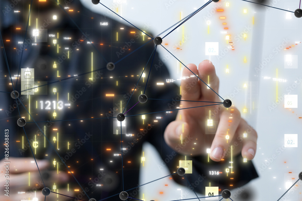 Neural network 3D illustration. Big data and cybersecurity Neural network 3D illustration. Big data and cybersecurity