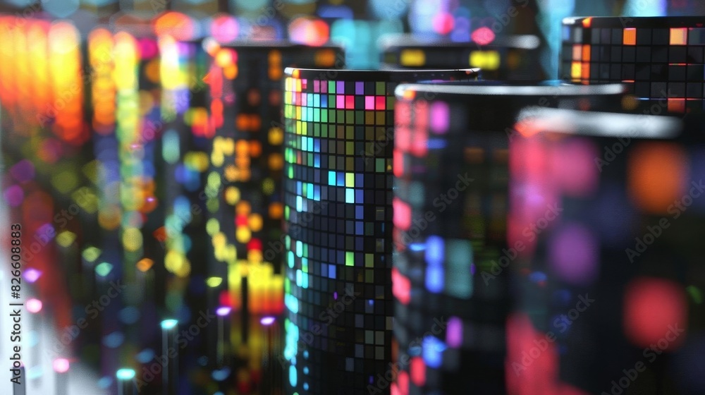 Fototapeta premium 3D model of a database management icon with colorful background illustration