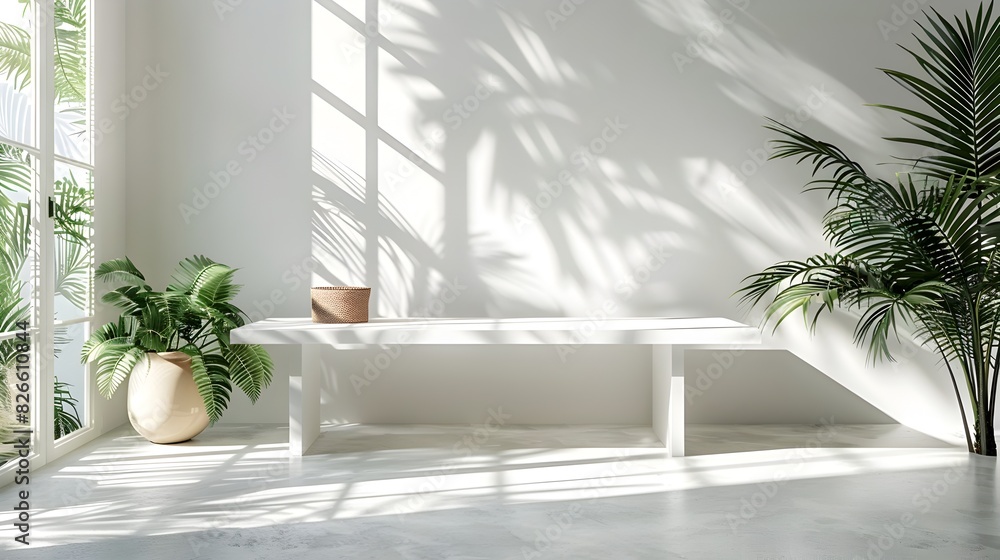 Minimalist White Table in a Bright Light Filled Room Showcasing Elegant Home Decor Accessories Minimalist White Table in a Bright Light Filled Room Showcasing Elegant Home Decor Accessories