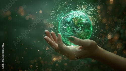 A Hand Holding a Glowing Earth