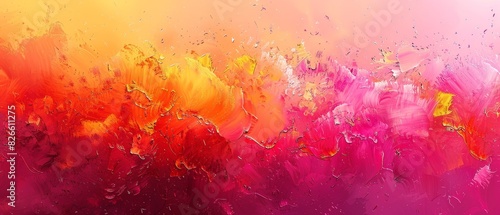 Abstract tropical sunset, full of radiant summer hues and vibrant energy, inspired a vivid painting