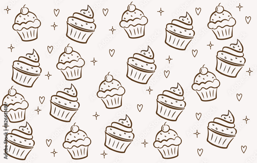 bakery cake brown hand drawn doodle seamless pattern 002.eps bakery cake brown hand drawn doodle seamless pattern 002.eps