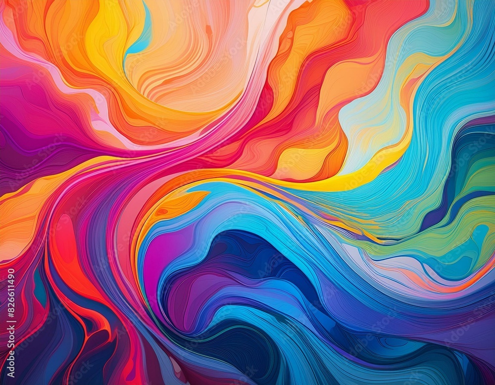 The image is an abstract painting with vibrant colors. It is a colorful and fluid work of art that would be a great addition to any home or office. The image is an abstract painting with vibrant colors. It is a colorful and fluid work of art that would be a great addition to any home or office.