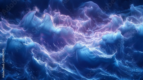 Wave background. Soft ocean blue waves flow gracefully, creating a captivating and enchanting visual delight. © BlockAI