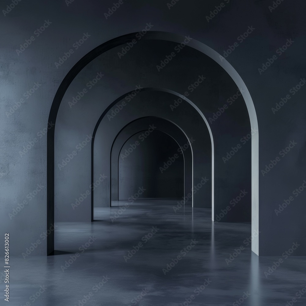 Abstract perspective of repetitive archways