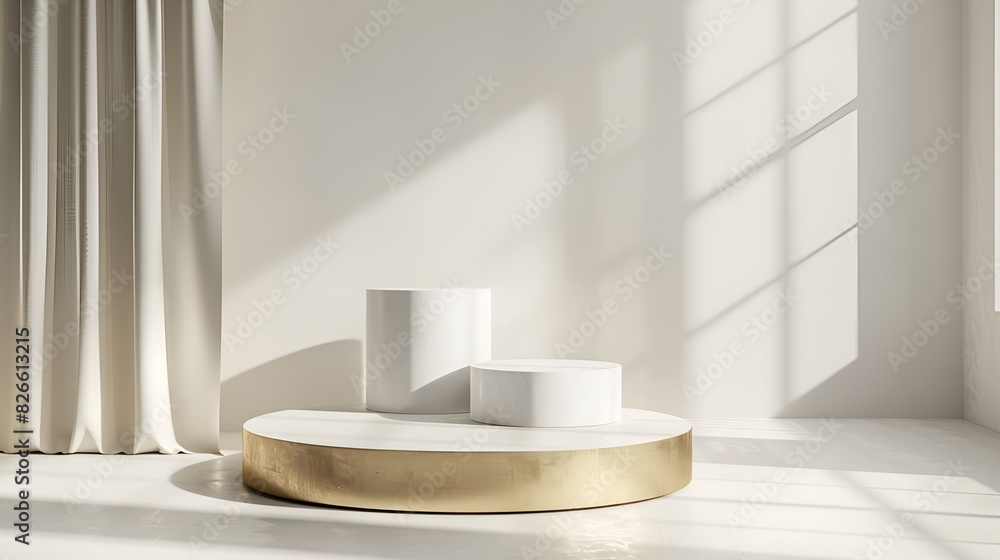 Roman podium white for cosmetic product on background granite white ,3D rendering platform podium with decoration product presentation background Roman podium white for cosmetic product on background granite white ,3D rendering platform podium with decoration product presentation background