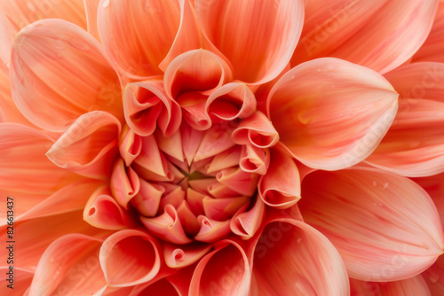 Close Up of Vibrant Orange Dahlia Flower Petal Patterns in Bloom