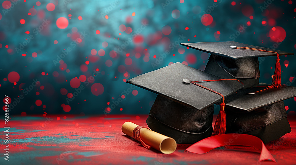 Graduation cap and diploma. Concept of academic graduation, university ...