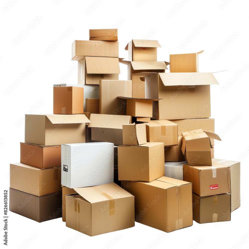 Pile of Various Sized Cardboard Boxes Stacked Randomly Pile of Various Sized Cardboard Boxes Stacked Randomly