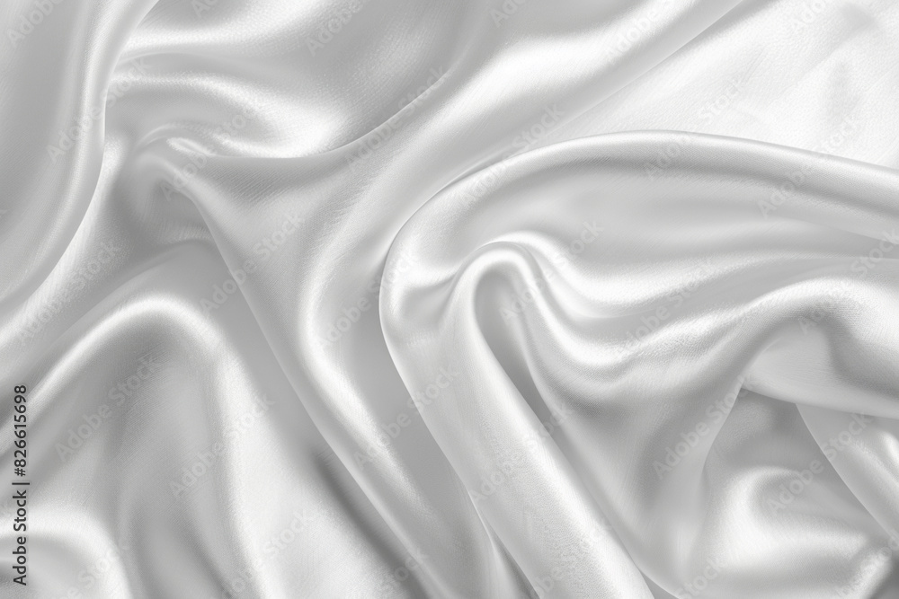 Naklejka premium Elegant white silk fabric texture abstract, silky waves. Smooth textile background, elegance luxurious design