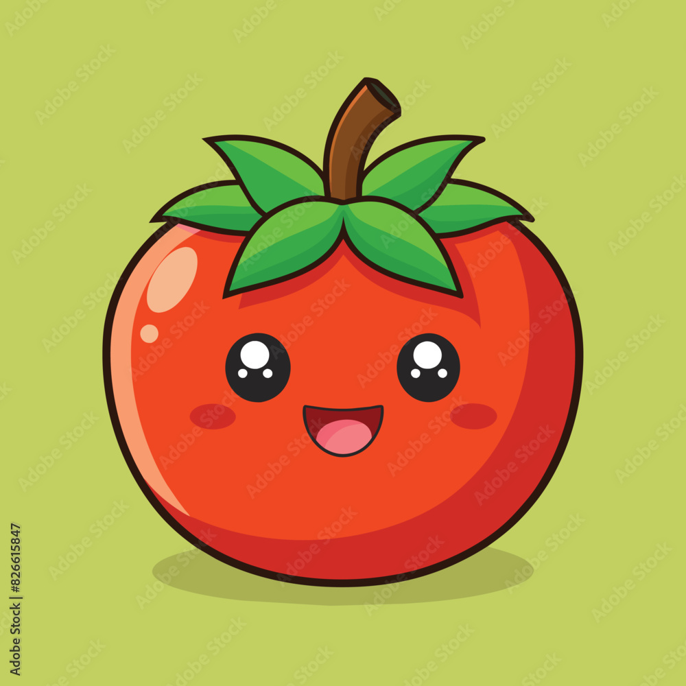 Cute tomato smile cartoon vector icon illustration food nature icon isolated flat vector Cute tomato smile cartoon vector icon illustration food nature icon isolated flat vector