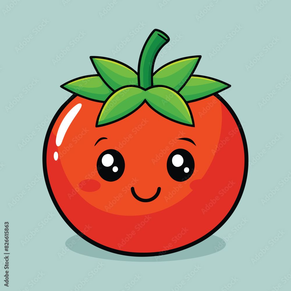 Cute tomato smile cartoon vector icon illustration food nature icon isolated flat vector