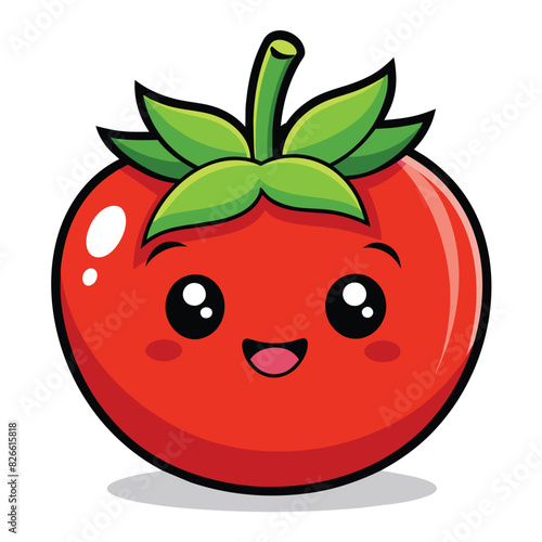 Cute tomato smile cartoon vector icon illustration food nature icon isolated flat vector
