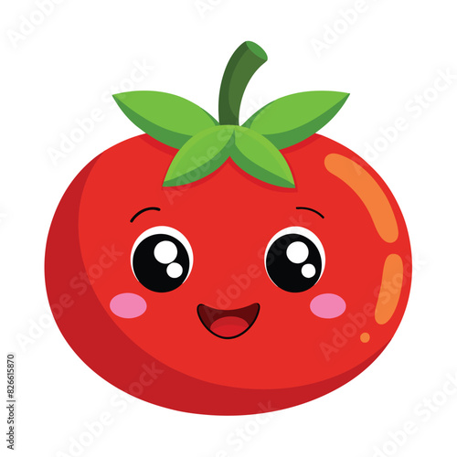 Wallpaper Mural Cute tomato smile cartoon vector icon illustration food nature icon isolated flat vector Torontodigital.ca
