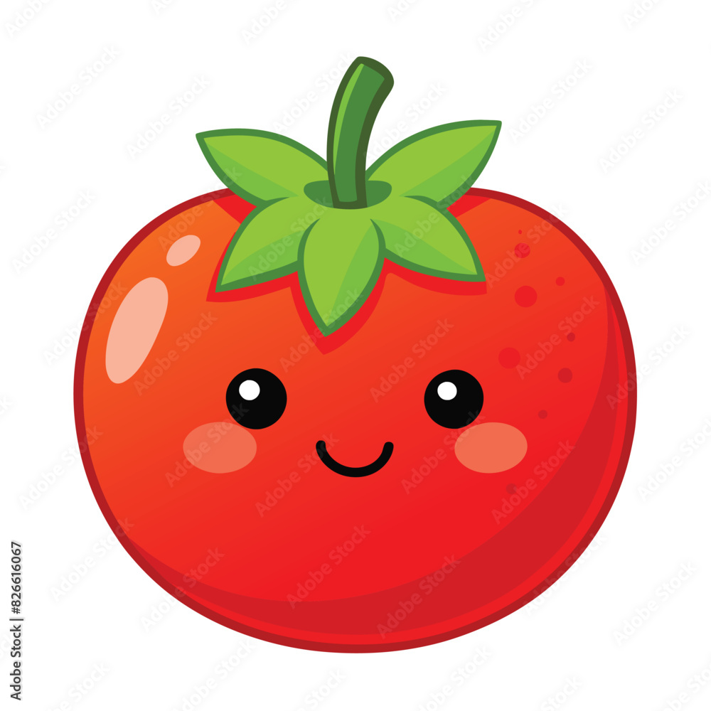 Cute tomato smile cartoon vector icon illustration food nature icon isolated flat vector Cute tomato smile cartoon vector icon illustration food nature icon isolated flat vector