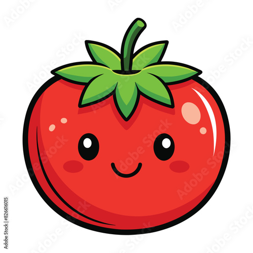 Wallpaper Mural Cute tomato smile cartoon vector icon illustration food nature icon isolated flat vector Torontodigital.ca