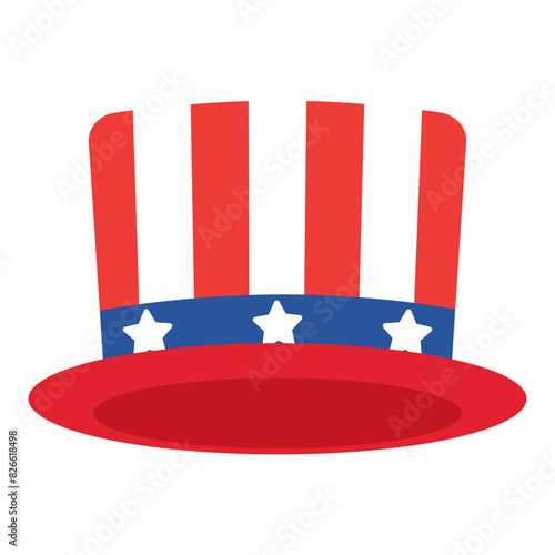 Stars and stripes red white blue hat for celebrate 4th of july illustration